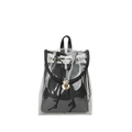 Transparent PVC backpack with black leather trim and internal pouch for women - Black