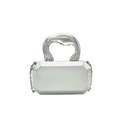 Silver mirror acrylic octagonal box bag with chunky handle and fine metal chain strap - Integrated Handle Style / Silver