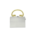 Silberne Acryl-Clutch-Tasche mit einem kunstvollen goldfarbenen Griff in Drachenform - Stil 1 Glatte Spiegeloberfläche / Silber