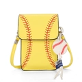 Sac bandoulière baseball jaune avec coutures rouges et breloque softball - Jaune
