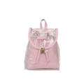 Sweet pink transparent PVC backpack with drawstring closure and leather trim - Pink