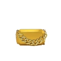 Golden acrylic box clutch with geometric texture and chunky chain strap for evening - Chunky Chain Handle Style / Gold