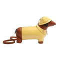 Borsa a tracolla creativa a forma di bassotto in pelle marrone con ciondolo a cappello - Giallo
