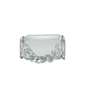 Silver mirror acrylic evening box bag with chunky chain handle and crossbody strap - Chunky Chain Handle Style / Silver