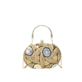 Clutch da sera ovale con ricamo floreale dorato e grappoli di fiori di paillettes colorate - Oro