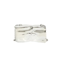 Silver liquid metal crossbody bag with distorted texture and elegant chain strap - Silver Without Bead Handle