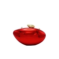 Glossy red pebble-shaped evening clutch bag with gold metallic clasp for women - Red