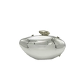 Silver mirror acrylic evening clutch bag with polished metallic oval hardshell finish - Silver