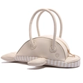 Creative dolphin shaped crossbody bag in cream white PU leather with tan stripes - Handbag Style / Off White
