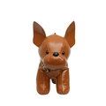 Cute brown French Bulldog plush crossbody bag with leather finish and gold hardware details - Brown