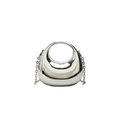 Mini silver acrylic dumpling bag with a futuristic metallic mirror finish and chain strap - Silver
