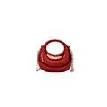 Mini red metallic acrylic dumpling bag with glossy finish and gold chain strap - Red