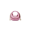 Metallic pink acrylic crescent bag with golden chain strap for a chic mini crossbody style - Pink