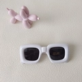 White thick frame rectangular kids sunglasses with UV400 protection and black lenses - Square / White