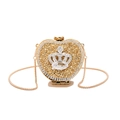 Sparkly gold heart-shaped acrylic evening bag with crystal rhinestones and crown detail - Gold Crown