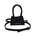 Mini black square crossbody handbag with glossy finish and silver MISU&MADER lettering - Black