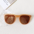 Vintage amber resin sunglasses for kids with dark brown lenses and metal rivets - Two-Dot Tea Brown