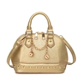 Borsa a mano dorata con borchie, ciondoli a dado e catena decorativa in pelle PU metallica - Oro