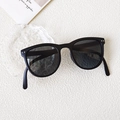 Classic retro black baby sunglasses with silver rivet accents and dark lenses - Two-Dot Black