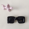 Retro black square kids sunglasses with UV400 protection and modern glossy finish - Square / Black
