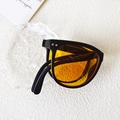 Foldable kids retro sunglasses with black thick frames and vibrant yellow lenses - Two-Dot Black Frame Yellow Lens