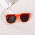 Retro bright orange baby sunglasses with dark lenses and silver side accents - Two-Dot Orange