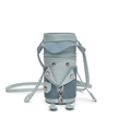 Mini borsa a tracolla cartoon azzurra con occhi di rivetti e gambe decorative su fondo bianco - Blu