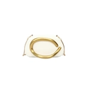 White mini shell bag with elegant C-shaped gold metal handle and slim chain strap - White