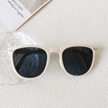 Retro minimalist cream beige sunglasses for kids with dark grey lenses and metal rivets - Two-Dot Beige