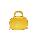 Bolso de concha acrílico dorado brillante con asa redonda y correa de cadena metálica - Dorado