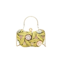 Chinese style evening bag with heavy embroidery, sequins, and golden ring handle - Yellow