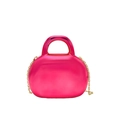 Bolso de acrílico magenta brillante con cadena dorada y asa de mano ovalada - Rosa Roja