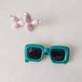 Lunettes de soleil rétro vert sarcelle pour enfants avec verres gris et protection UV - Carré / Vert