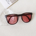 Retro oversized square kids sunglasses with dark grey frames and vibrant pink lenses - Two-Dot Transparent Grey Pink Lens