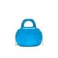 Bolso de mano de acrílico azul brillante con cadena dorada y diseño ovalado moderno - Azul