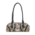 Borsa a spalla alla moda con motivo a serpente beige e nero e manici neri resistenti - Cachi (Stampa Serpente Marrone)