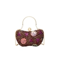 Vintage sequin embroidery evening bag in dark red floral patterns with gold hardware - Purple