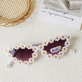 White daisy flower children's sunglasses with UV400 lenses for beach vacations - Cat Eye White