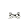 Silver mirror metal bow-shaped mini crossbody bag with a delicate pearl chain strap - Silver (Thin Chain)