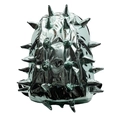 Zaino a riccio 3D argento metallizzato con borchie e finitura lucida punk - Verde