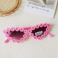 Pink flower shaped kids sunglasses with UV400 protection and adorable petal frame design - Cat Eye Pink