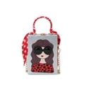 Sac à main boîte argenté avec imprimé dessin animé et poignée en foulard à pois - Argenté