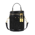 Sparkling black rhinestone cylinder shoulder bag with gold hardware and top handle - Black