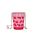 Creative milk cup shaped crossbody bag with red cow print and gold chain strap - Pink