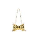 Mini golden bow-shaped hard shell evening bag with delicate bead chain strap - Gold (Bead Chain)