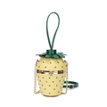 Lemon yellow strawberry-shaped crossbody bag with leaf detail and rivet seeds - Yellow Rivets