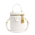 White rhinestone cylinder shoulder bag with golden lock and sequins for women - Off-white