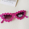 Pink floral frame kids sunglasses with UV400 protection and cute petal design - Cat Eye Rose Red
