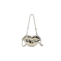 Lipvormige handtas in spiegelend zilver met een metalen bolletjesketting voor dames - Zilver