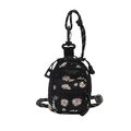 Mini-Münzbörse in Rucksackform mit Gänseblümchen-Print und geflochtenem Riemen - Schwarz (Gänseblümchendruck)